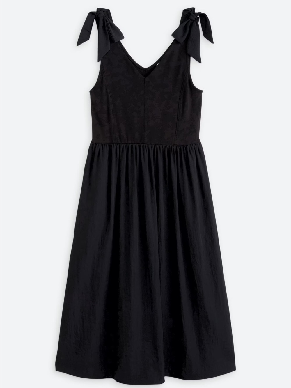 Market & Spruce Black Tie-Shoulder Midi Dress with V-Neck